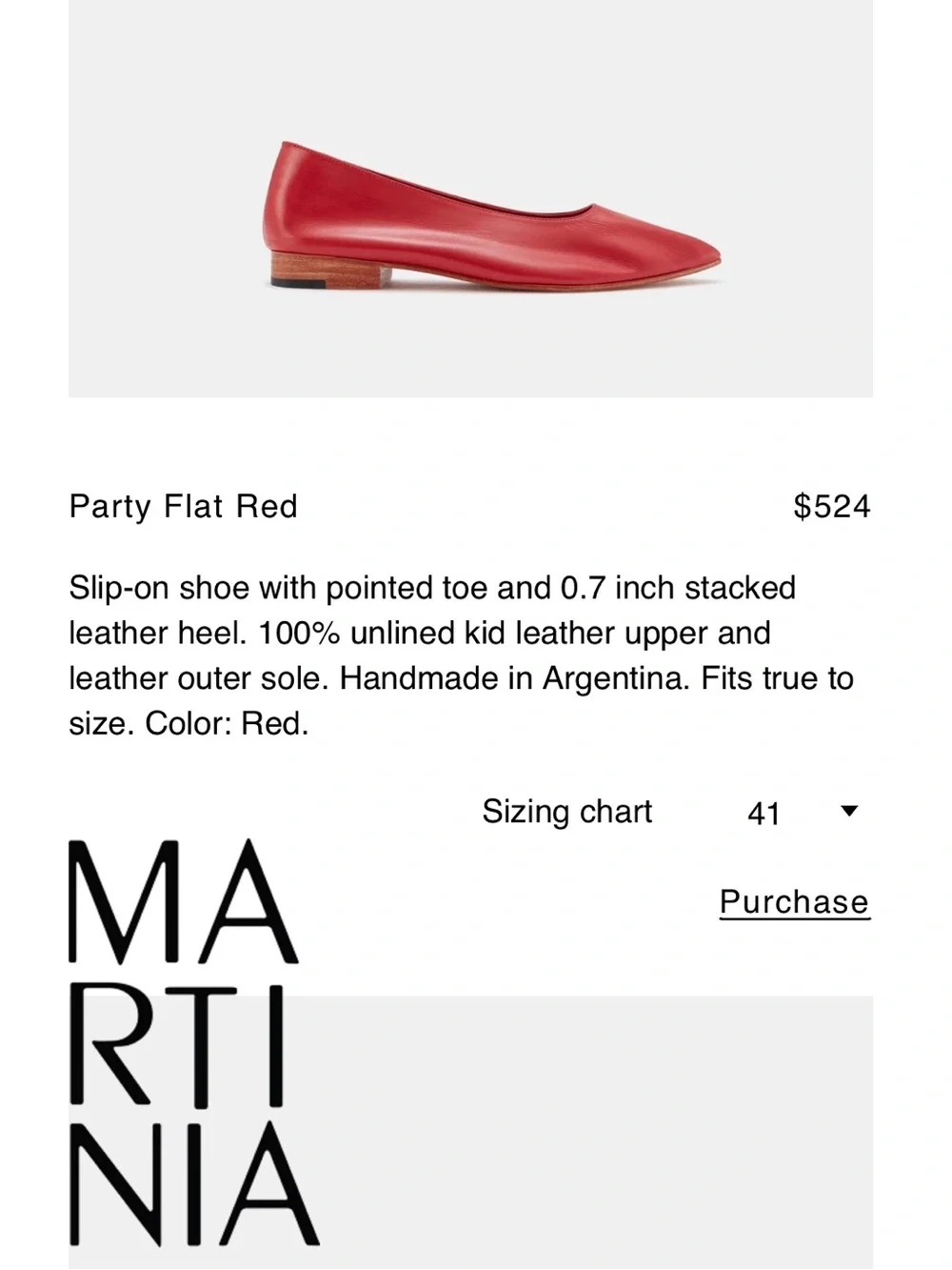 NWT Martiniano Red Leather Party Pointed Toe Flats Sz. 10